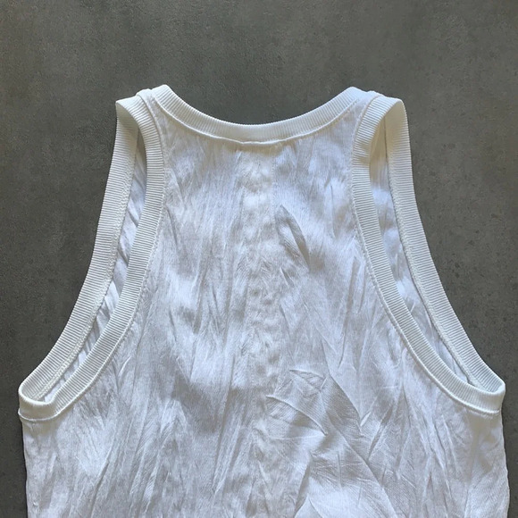 Helmut Lang Optic White Crinkle Tank Top Size L - Picture 9 of 14